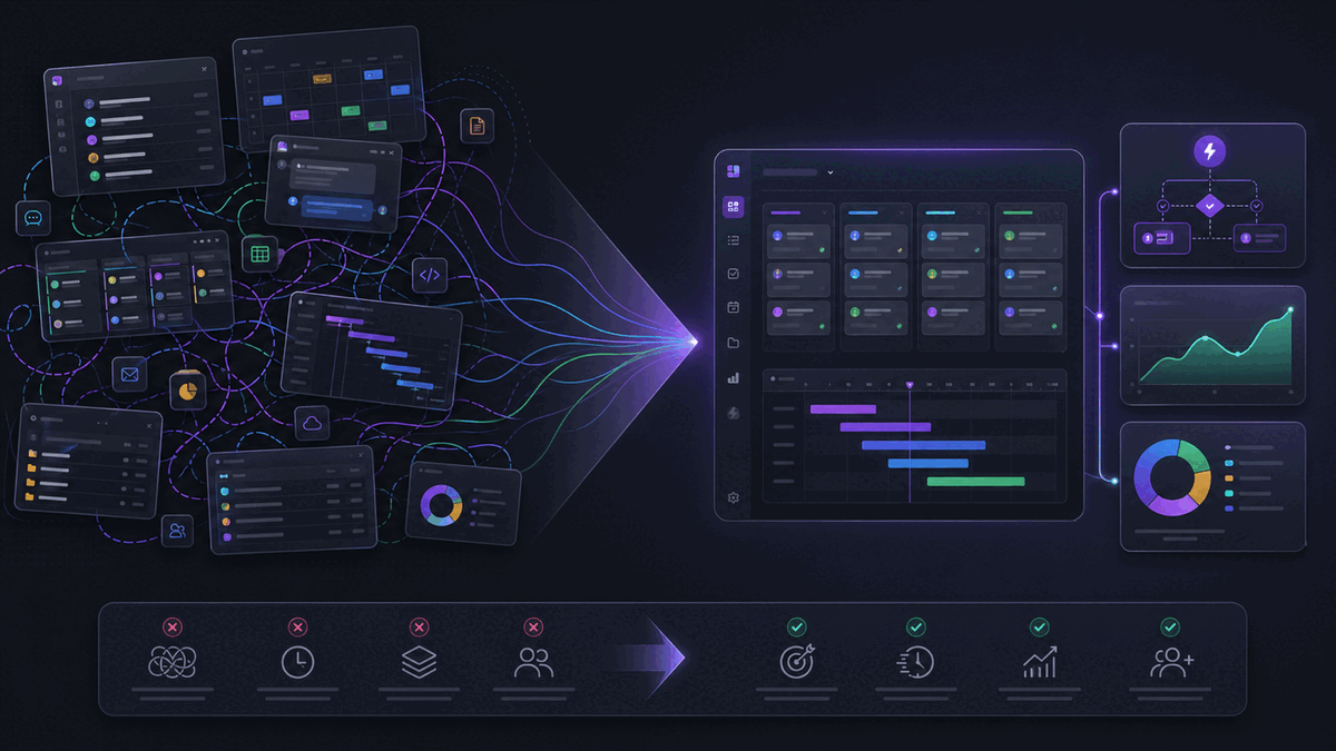 Abstract Gravitask comparison workflow for ClickUp alternative