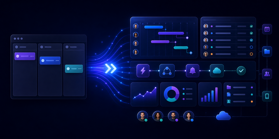 Abstract Gravitask comparison workflow for Microsoft Planner alternative