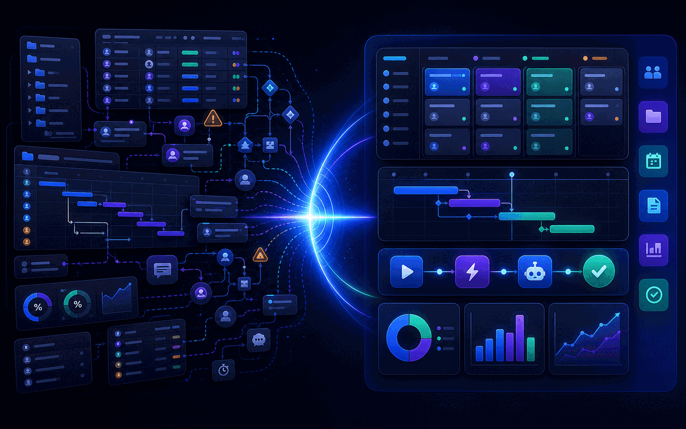 Abstract Gravitask comparison workflow for Wrike alternative